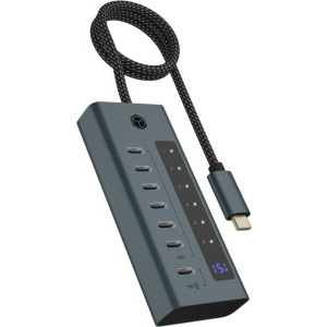 Icy Box IB-HUB1457-C31 7-Port USB 3.2 Gen 2 Type-C Hub Grey/Blue
