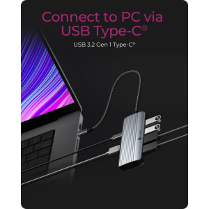 Icy Box Docking Station IB-DK4022a-CPD, USB Tip C, 6-in-1, 100W, redare 4K, 4x USB 3.0
