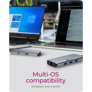 Icy Box Docking Station IB-DK4034a-CPD, USB-C, 6-in-1, incarcare 100W, redare 4K, Gigabit LAN