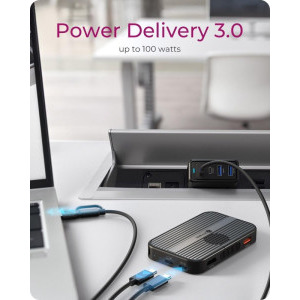 Icy Box Docking Station IB-DK4071M-CU31, USB Tip C, 7-in-1, incarcare 100W, redare 4K, M.2 SSD slot