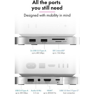 Icy Box Docking Station IB-DK100, USB-C, 7-in-1, M.2 NVMe slot, 4K HDMI, 3x USB, SD/microSD, Silver