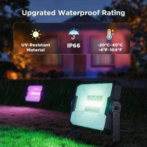 Govee Proiectoare LED RGB Smart H8057C11, 24 W, 1000 lumeni, 2700K-6500K, IP66, Wi-Fi, Bluetooth, 4 buc