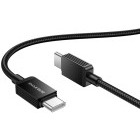 Cablu de date / adaptor Borofone BX120, USB-C Male la USB-C Male, 60 W, 1 m, Black
