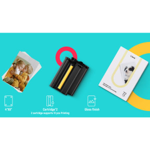 Liene Photo Paper 101.6 x 152.4 mm (4 x 6 inch) 72 coli + 2x Cartus ribbon pentru PixCut S1