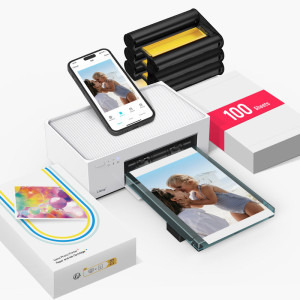 Liene Amber M100, Termica, Color, 100 x 148 mm, Wi-Fi + 100 coli hartie foto + 3x cartuse ribbon