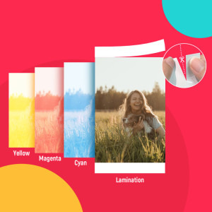 Liene Amber M100, Termica, Color, 100 x 148 mm, Wi-Fi + 100 coli hartie foto + 3x cartuse ribbon
