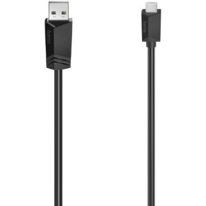 Cablu periferice Hama USB tip A 2.0 Male la micro USB 2.0 Male, 1.5 m, Negru