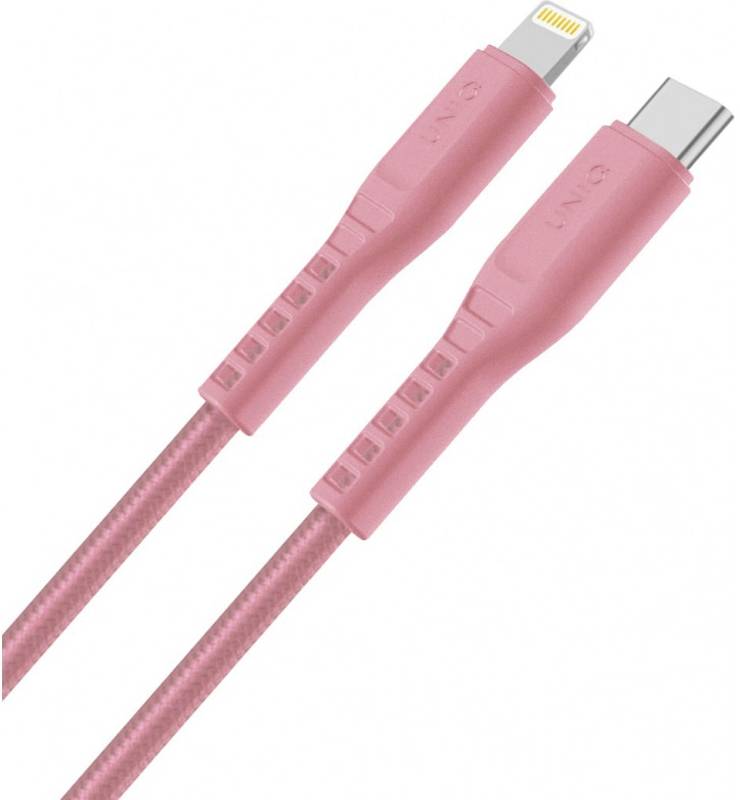 Cablu de date / adaptor Uniq Flex, USB-C Male la Lightning Male, 1.2 m, Pink, amperaj maxim suportat 3A