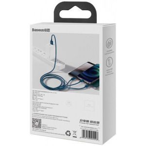 Baseus 3-In-1, Superior Series, CAMLTYS-03, USB Male la microUSB, USB-C, Lightning Male, 1.2 m, Blue, amperaj maxim suportat 3.5A