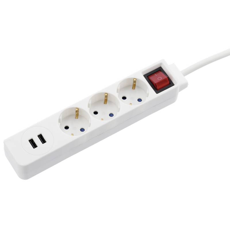 Priza/prelungitor Hama Multipriza, USB 3.4A, 3x Schuko 1.4m, Alb