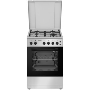 Aragaz Heinner HFSC-S50LITGSL, 4 arzatoare, Gaz, Dispozitiv de siguranta, 50 cm, Argintiu