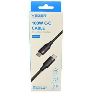 VEGER USB-C Male la USB Male-C, 1.5 m, Black, amperaj maxim suportat 5A