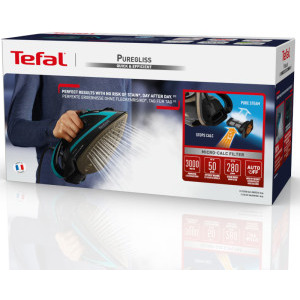 Tefal Fier de calcat PureGliss FV8066E0, 3000W, 50g/min, Negru/Albastru
