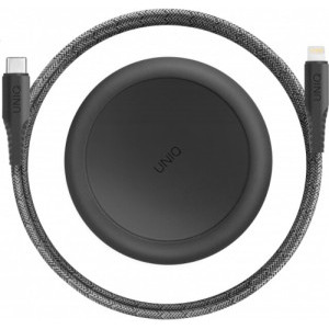 Cablu periferice Uniq USB-C Male la Lightning Male, 1.2 m, Organizator, Negru