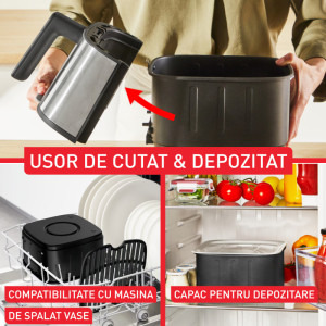 Tefal Friteuza cu aer cald Easy Fry Silence EY552DE0, 1670W, 5L, Argintiu/Negru