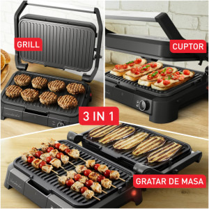 Tefal Gratar electric SuperGrill 3-in-1 GC510DE0, 2000W, Negru/Argintiu