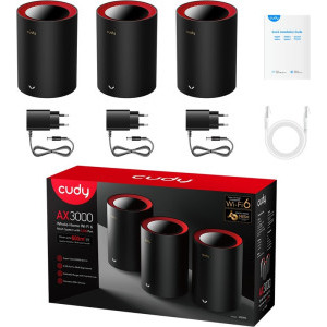 CUDY 2.5Gigabit M3000 AX3000 Dual-Band WiFi 6 Black 3buc