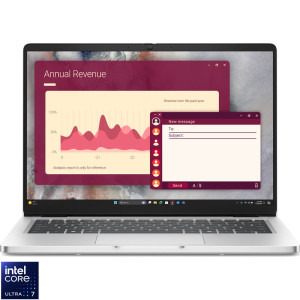 Laptop DELL 14 Pro 14 PC14250, FHD+, Procesor Intel® Core™ Ultra 7 265U (12M Cache, up to 5.30 GHz), 16GB DDR5, 512GB SSD, Intel Graphics, Linux, Platinum Silver, 3Y ProSupport