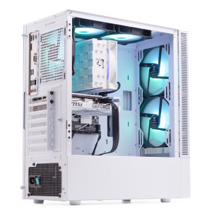 Gaming BALAUR Epic Max Alb, Intel i5-14400F 2.5GHz, 32GB DDR5, 1TB SSD, RTX 4060 8GB GDDR6, Iluminare RGB