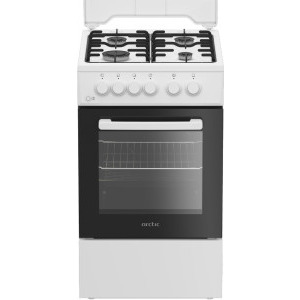 Aragaz Arctic AGM5610FL, Gaz, 4 arzatoare, Aprindere electrica, Safety Plus, Arzatoare cu eficienta ridicata, Iluminare interioara, Timer, 60 cm, Alb