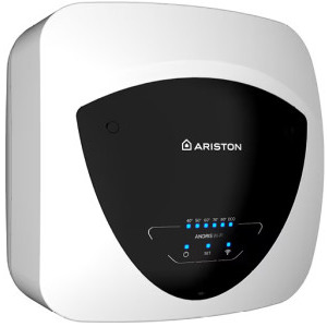 Boiler Ariston electric Andris Elite Wi-Fi 15/5 EU, 15 L, 1200 W, Butoane soft touch, Control vocal, Clasa A, Montare sub chiuveta, Alb