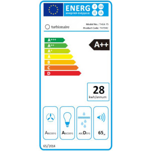 Turbionaire integrata TH75RC, Putere de absorbtie 800 m3/h, Clasa A++, Aspiratie perimetrala, Touch Control, Telecomanda, Iluminare LED, 75 cm, Inox
