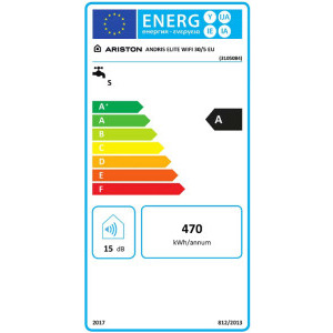Ariston electric Andris Elite Wi-Fi 30/5 EU, 30 L, 1500 W, Butoane soft touch, Control vocal, Clasa A, Montare deasupra chiuvetei, Alb