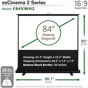 EliteScreens ezCinema 2 F84XWH2 16:9 186 x 105 cm
