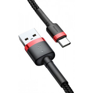 Baseus Cafule CATKLF-C91, USB Male la USB-C Male, 2 m, Black, amperaj maxim suportat 3A
