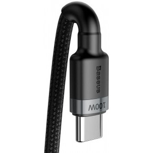 Baseus Cafule CATKLF-ALG1, USB-C Male la USB-C Male, Quick Charge 3.0, 2 m, Black, amperaj maxim suportat 5A, 100W