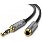 Cablu audio Ugreen AV118, Jack 3.5 mm Male - Jack 3.5 mm Female, 2m, negru