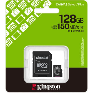 Kingston Micro SDXC, 128GB, Clasa 10, UHS-I U1, V10, A1 + Adaptor SD