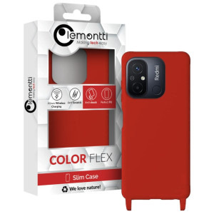 Lemontti Capac protectie spate Silicon cu Snur Red pentru Redmi 12C