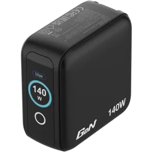 Verbatim 30240, 3x USB-C, 1x USB, Quick Charge 140 W, GaN, Display, Black