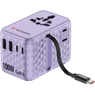 Incarcator retea Verbatim Adaptor universal 32127, 4x USB-C, 1x USB, Quick Charge 85 W, GaN, Cablu USB-C integrat, Purple
