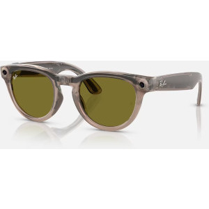 Ray-Ban Meta Headliner Gen 1 32GB Shiny Warm Stone/Clear Dark Green Transitions Low Bridge Fit