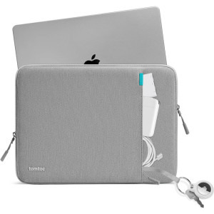 Tomtoc Husa laptop Apple MacBook Pro, 13.5-14 inch, Defender-A13, protectie de grad militar, culoare gri
