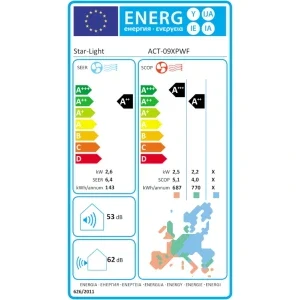 Star-Light ACT-09XPWF, 9000 BTU, Clasa A++/A++, Wi-Fi, Inverter, 3D Air Flow, AI