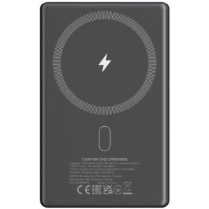 Canyon 10000 mAh, OnPower 510 Slim, Incarcare wireless Magsafe, Power Delivery 20W, Dark Grey