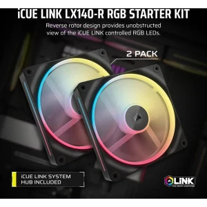 Corsair iCUE Link LX140-R RGB Dual Pack Reversed Starter Kit 140mm Black