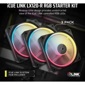 Corsair iCUE Link LX120-R RGB Starter Kit Reversed 120mm Three Fan Pack