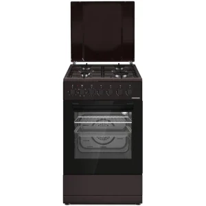 Aragaz Heinner HFSC-S60LITGC-BRW, 4 arzatoare, Mixt, Dispozitiv de siguranta, Grill, 50 cm, Maro