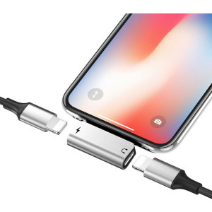 Hoco LS24, Adaptor Lightning Male la 2x Lightning Female, Silver