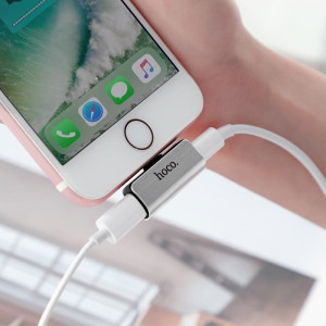 Hoco LS24, Adaptor Lightning Male la 2x Lightning Female, Silver