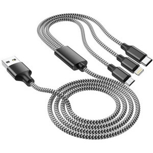 Cablu de date / adaptor Lamtech USB Male la microUSB Male, USB-C Male, Lightning Male, 1 m, Black