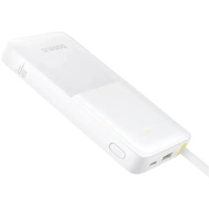 Baseus Bipow 2, 10000 mAh, 1x USB-C, 1x USB, 20W, Digital Display, White