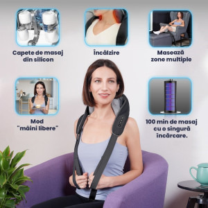 Suporto Aparat de masaj cervical, Shiatsu 5D, Incalzire