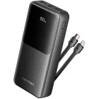 Baterie externa Vention FHPB0, 20000 mAh, 2x USB, 1x USB-C, 22.5 W, Display, Cablu USB-C & Lightning integrat, Black