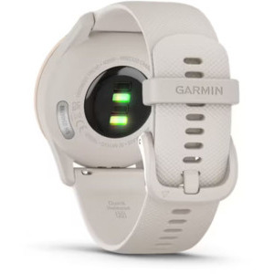 Garmin Vivomove Trend, Silicone band, Peach Gold Stainless Steel Bezel cu carcasa Ivory Case