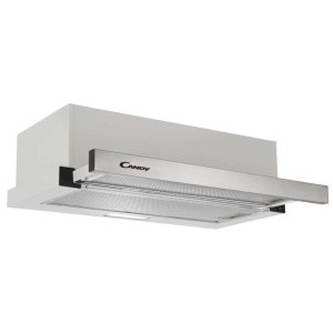 Candy telescopica CBT6130/3X, Capacitate de absorbtie 329 m3/h, 2 trepte de viteza, Iluminare LED, Clasa B, 60 cm, Argintiu